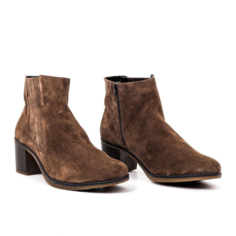 Mephisto Graziela Western Chelsea Brown Suede Leather Heel Ankle Boots sz 11